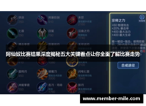 阿仙奴比赛结果深度揭秘五大关键看点让你全面了解比赛走势 阿仙奴比赛结果深度揭秘五大关键看点让你全面了解比赛走势